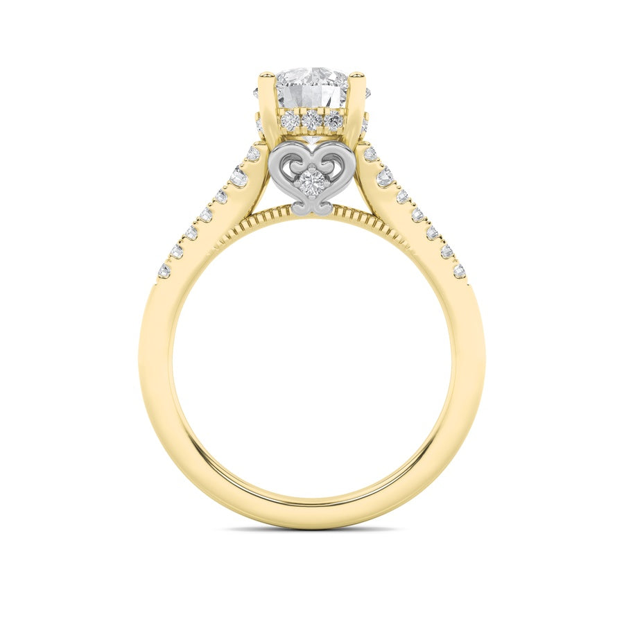 Round Shape Accented Two Tone Engagement Ring lab grown diamond