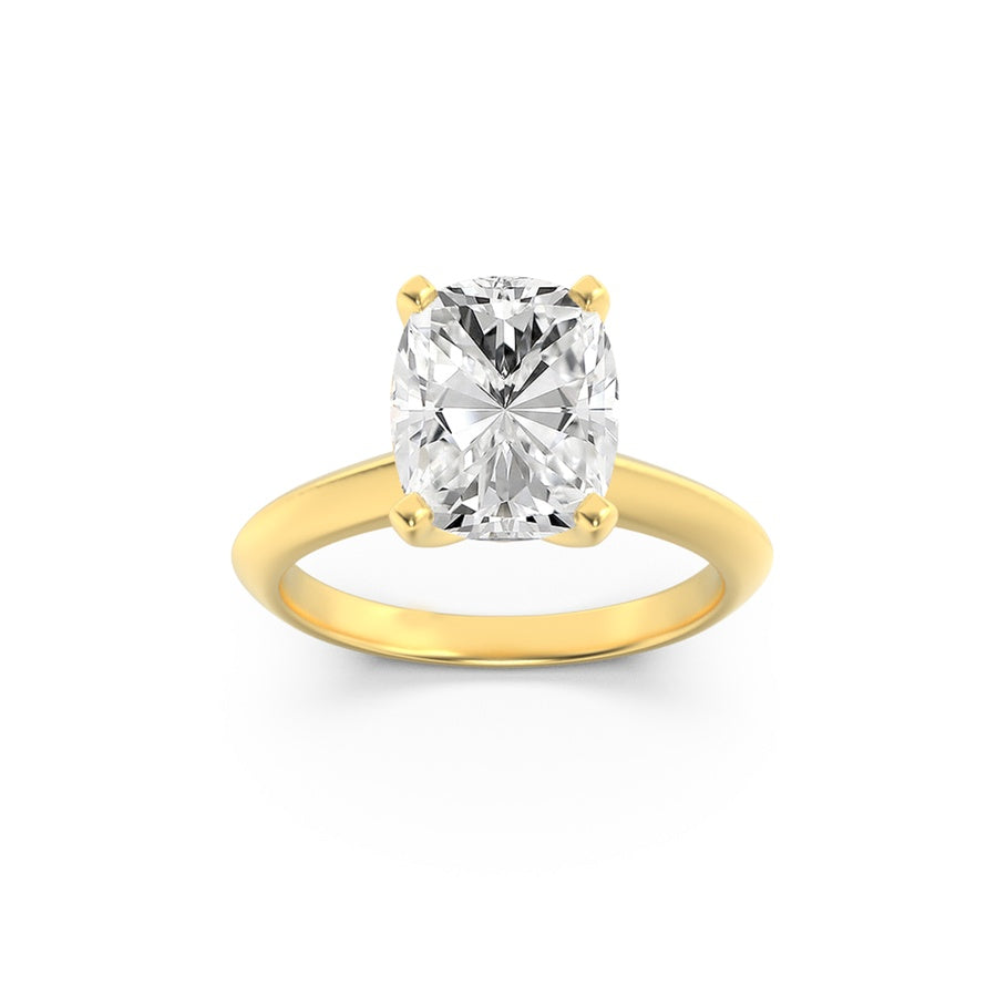 2Cttw Elongated Cushion Shaped Lab Grown Diamond (F/VS) Knife Edge Shank Solitaire Engagement Ring in 14K Gold