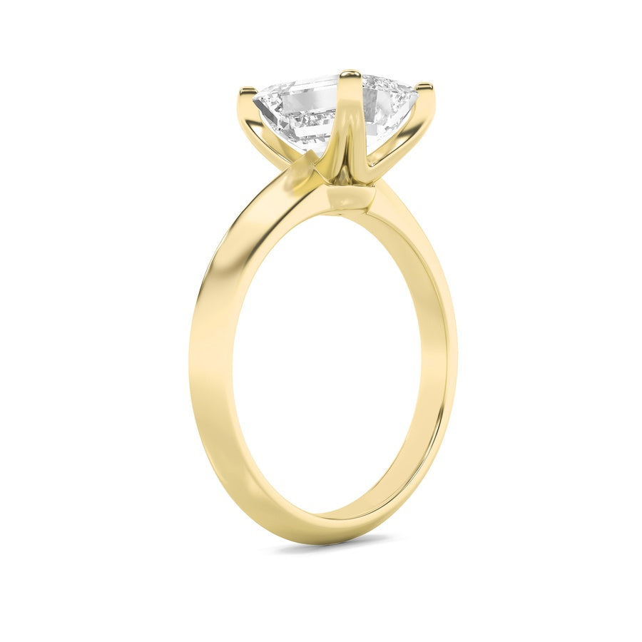 Emerald Shape Knife Edge Shank Solitaire Engagement Ring lab grown diamond
