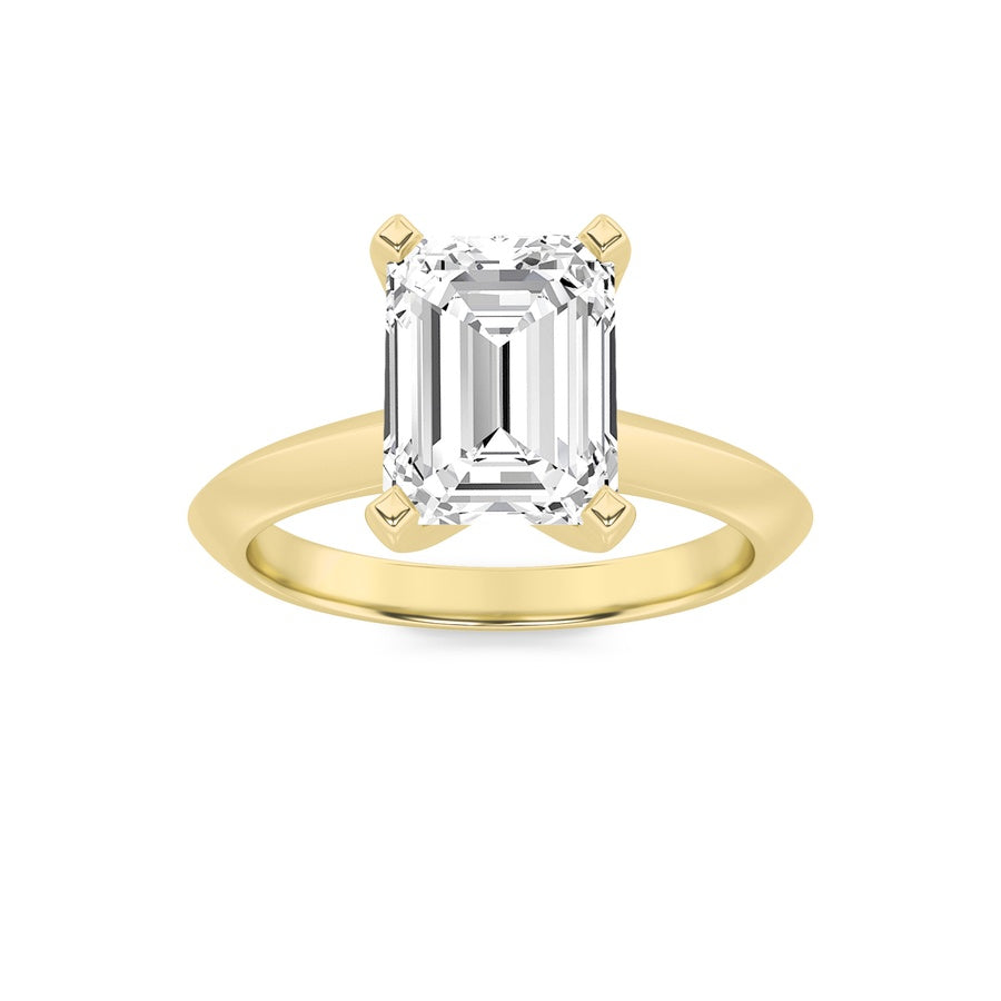 Emerald Shape Knife Edge Shank Solitaire Engagement Ring lab grown diamond