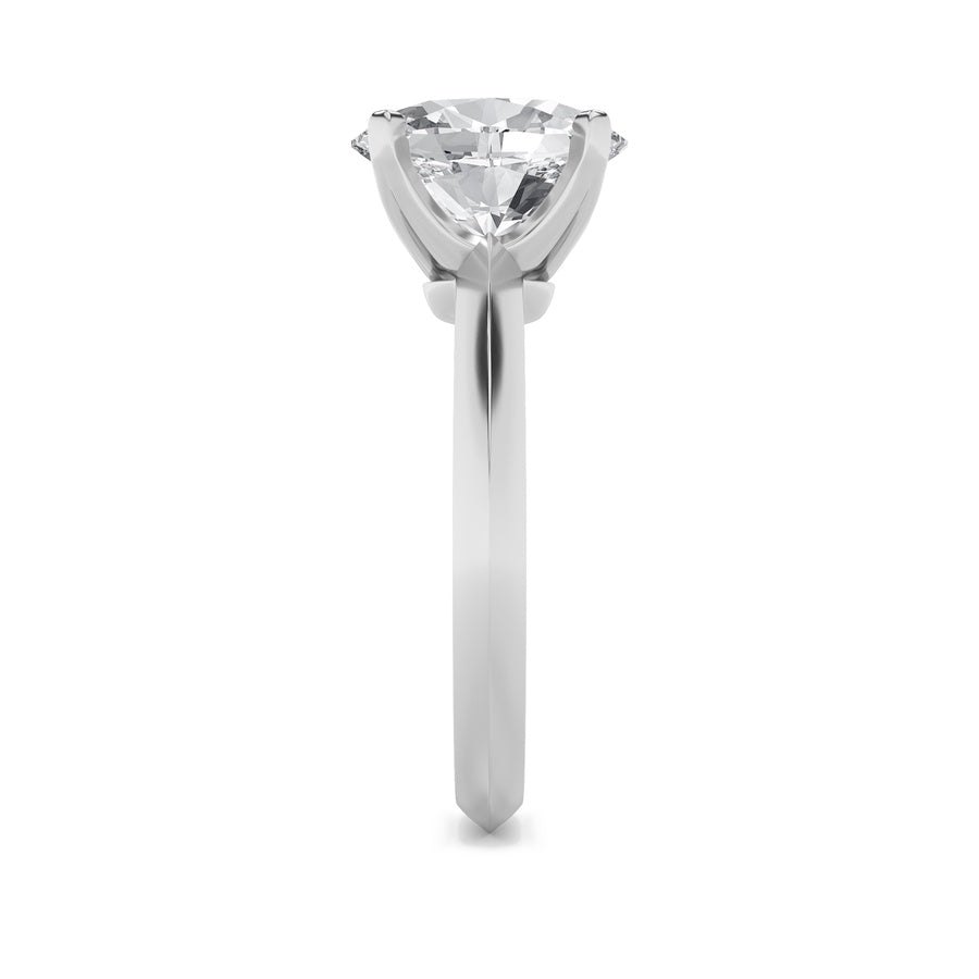 3Cttw Oval Shaped Lab Grown Diamond (F/VS) Knife Edge Shank Solitaire Engagement Ring in 14K Gold