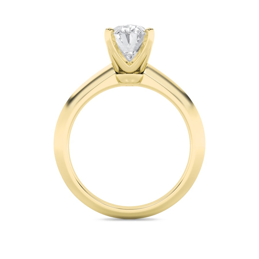 3Cttw Oval Shaped Lab Grown Diamond (F/VS) Knife Edge Shank Solitaire Engagement Ring in 14K Gold