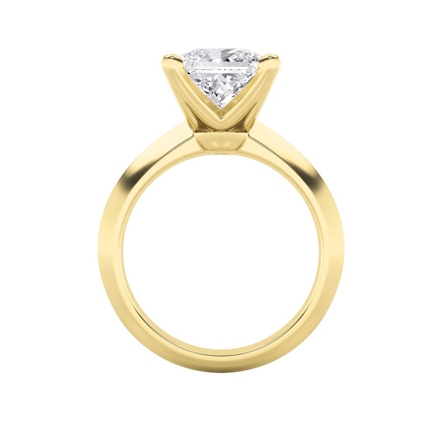 1Cttw Princess Shaped Lab Grown Diamond (F/VS) Knife Edge Shank Solitaire Engagement Ring in 14K Gold