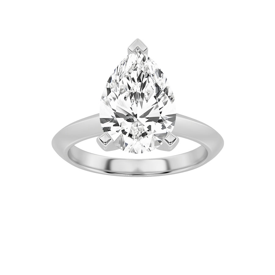 Pear Shape Knife Edge Shank Solitaire Engagement Ring lab grown diamond