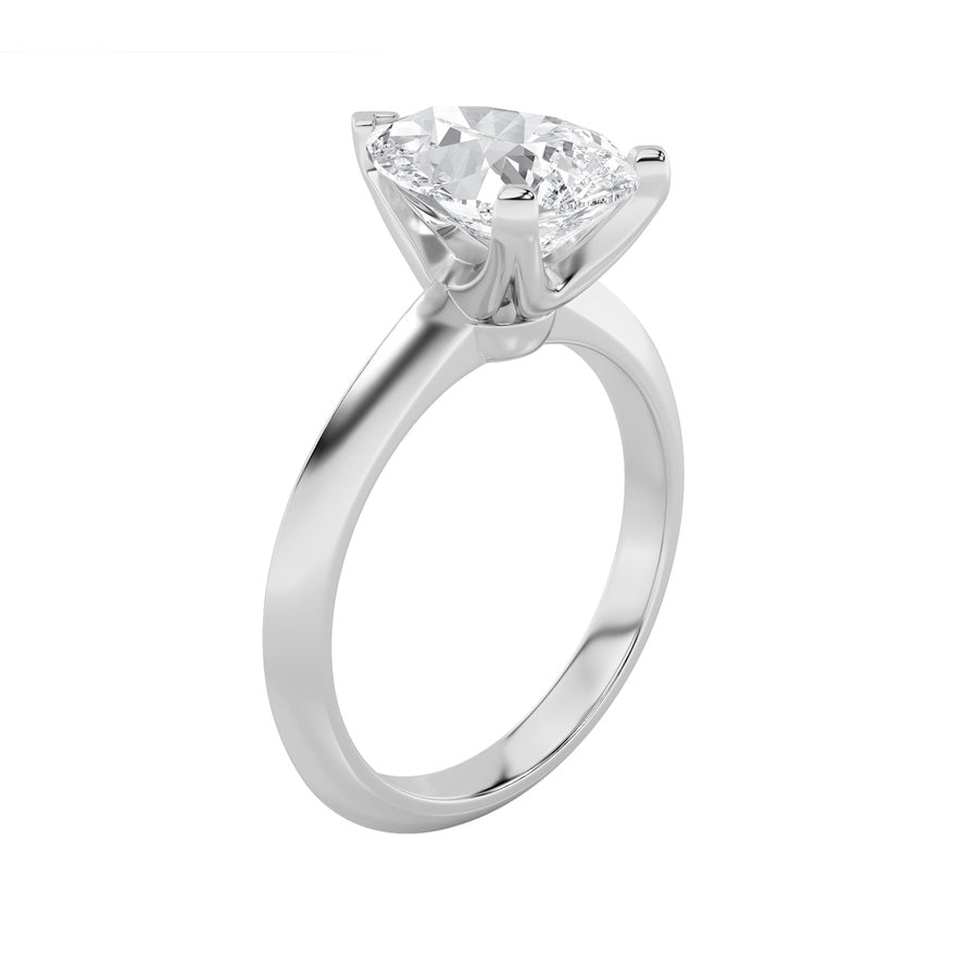 Pear Shape Knife Edge Shank Solitaire Engagement Ring lab grown diamond