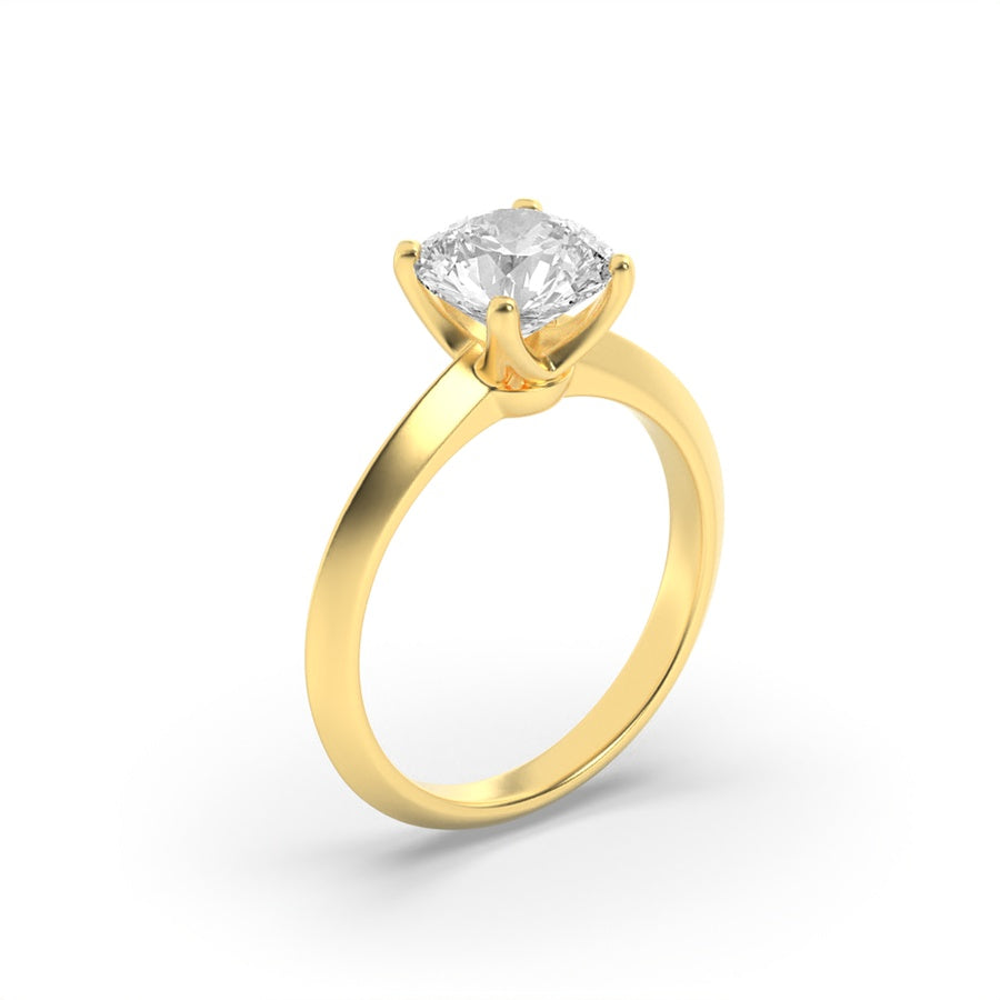 3Cttw Round Shaped Lab Grown Diamond (F/VS) KnifeEdge Shank Solitaire Engagement Ring in 14K Gold