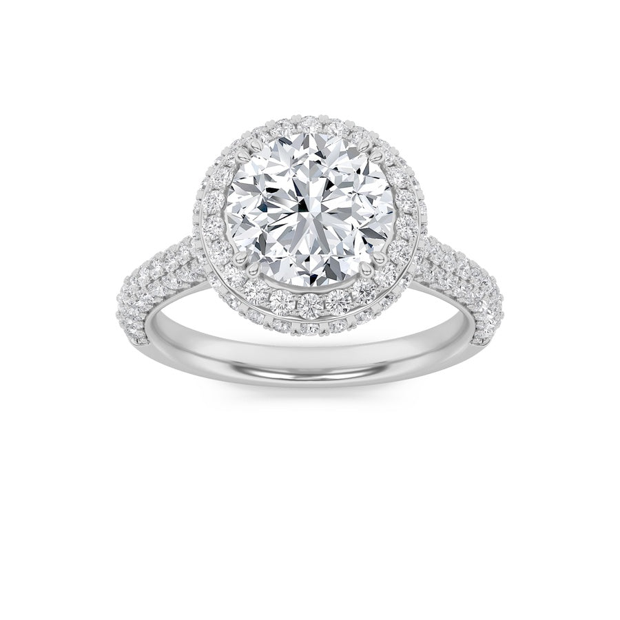 Round Shape Halo Accented Engagement Ring lab grown diamond