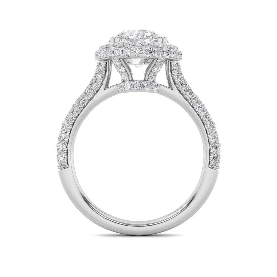 Round Shape Halo Accented Engagement Ring lab grown diamond