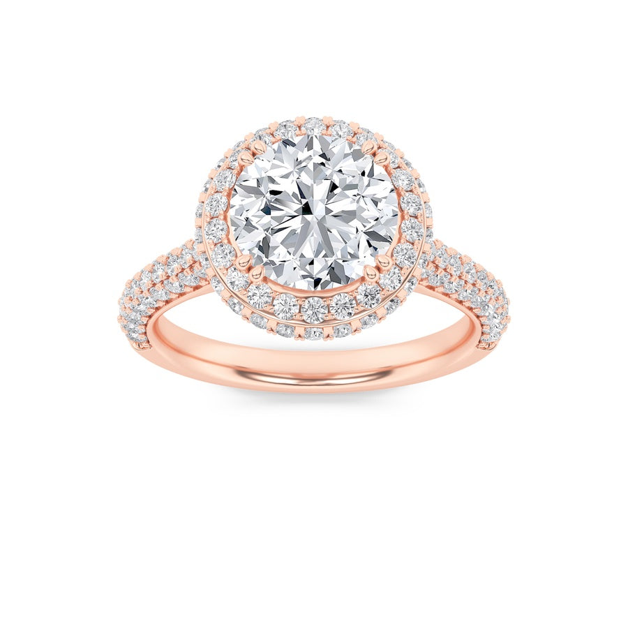 Round Shape Halo Accented Engagement Ring lab grown diamond