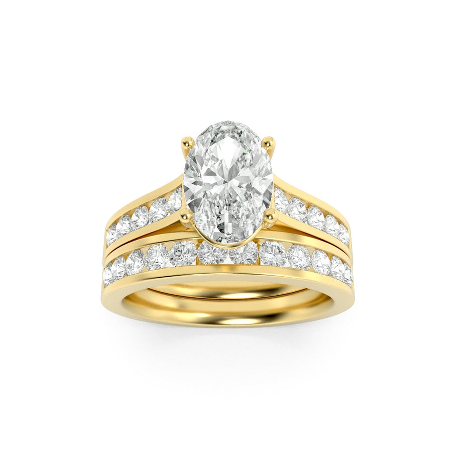 Oval Shape Channel Set Bridal Engagement Ring lab grown diamond