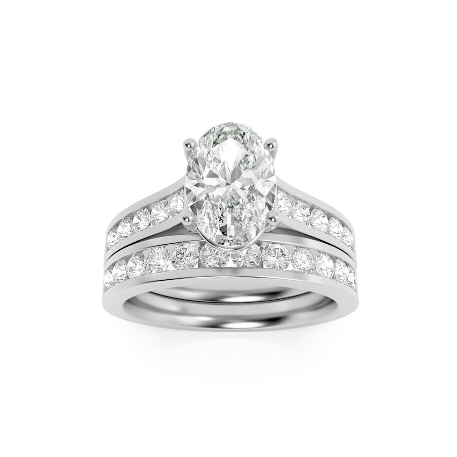 Oval Shape Channel Set Bridal Engagement Ring lab grown diamond
