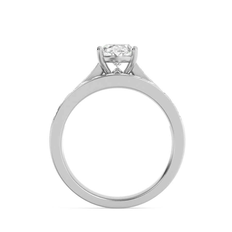 Oval Shape Channel Set Bridal Engagement Ring lab grown diamond