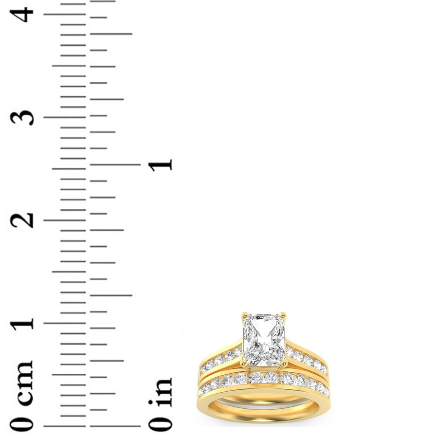 2Cttw Radiant Shaped Lab Grown Diamond (G/VS) Channel Set Bridal Engagement Ring in 10K Gold