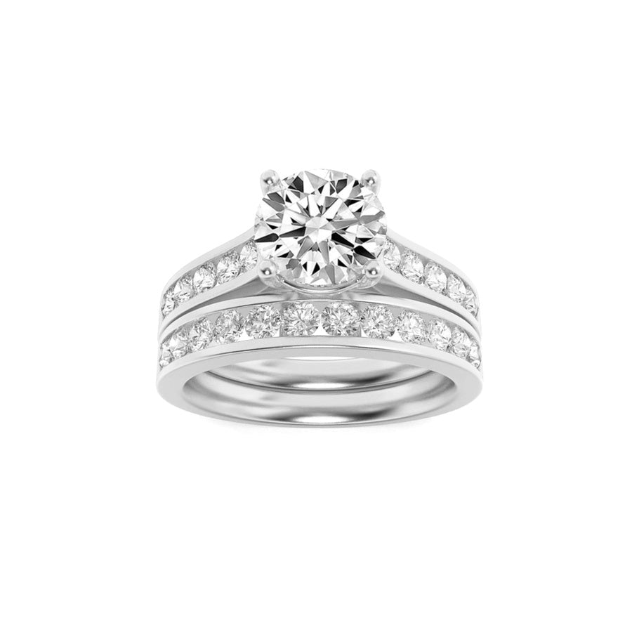 Round Shape Channel Set Bridal Engagement Ring lab grown diamond