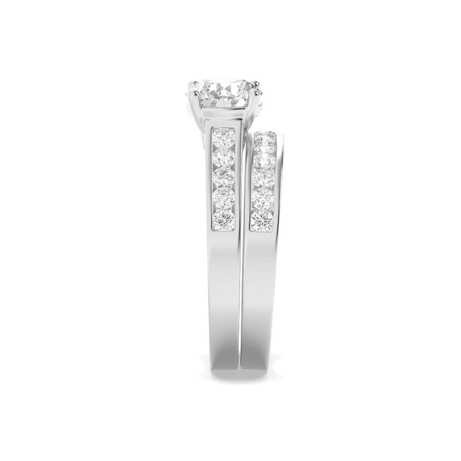Round Shape Channel Set Bridal Engagement Ring lab grown diamond