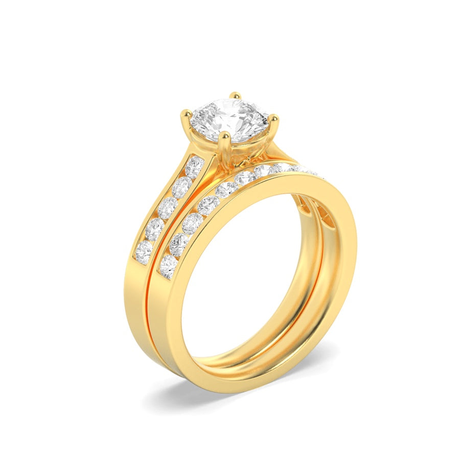Round Shape Channel Set Bridal Engagement Ring lab grown diamond