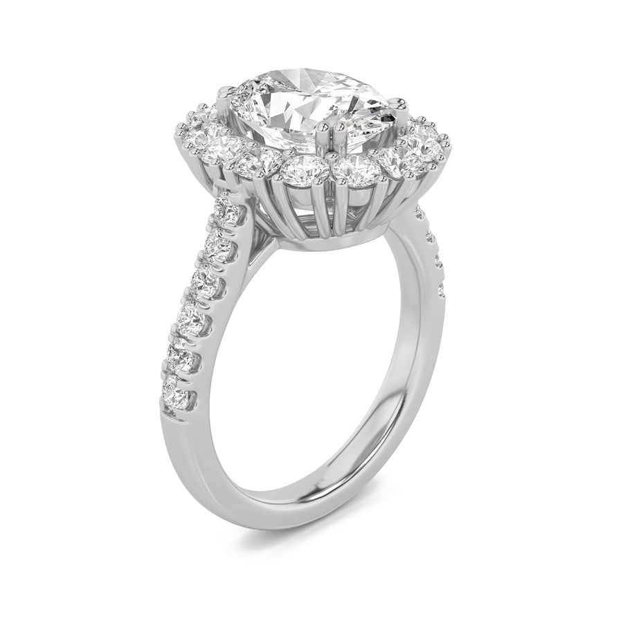 4Cttw Oval Shaped Lab Grown Diamond (F/VS) Bold Classic Engagement Ring in 14K Gold