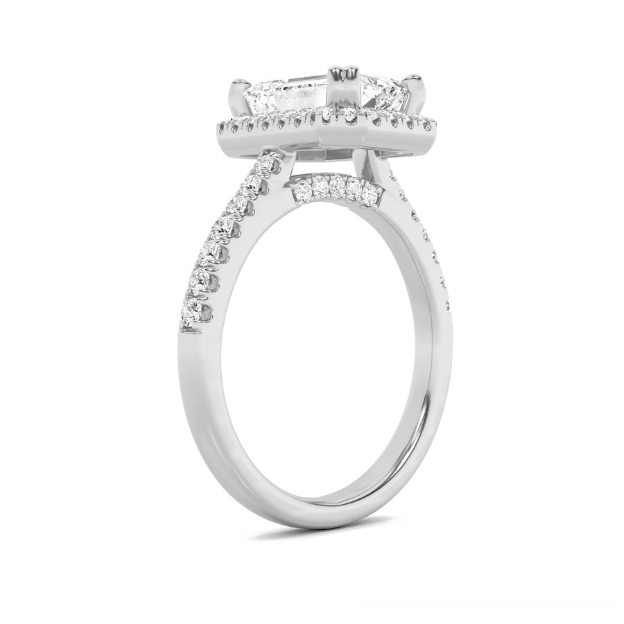 Emerald Shape Classic Halo Accented Engagement Ring lab grown diamond