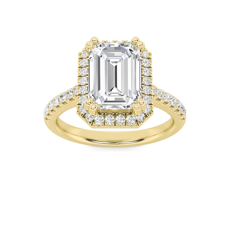 Emerald Shape Classic Halo Accented Engagement Ring lab grown diamond