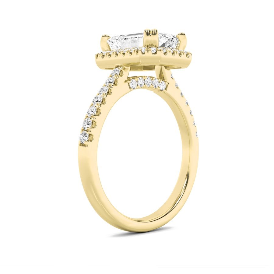 Emerald Shape Classic Halo Accented Engagement Ring lab grown diamond