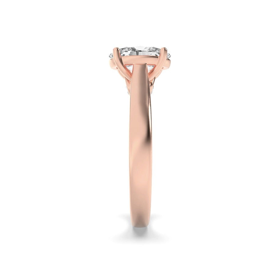 2Cttw Oval Shaped Lab Grown Diamond (F/VS) Accented Bridge Shank Engagement Ring in 14K Gold