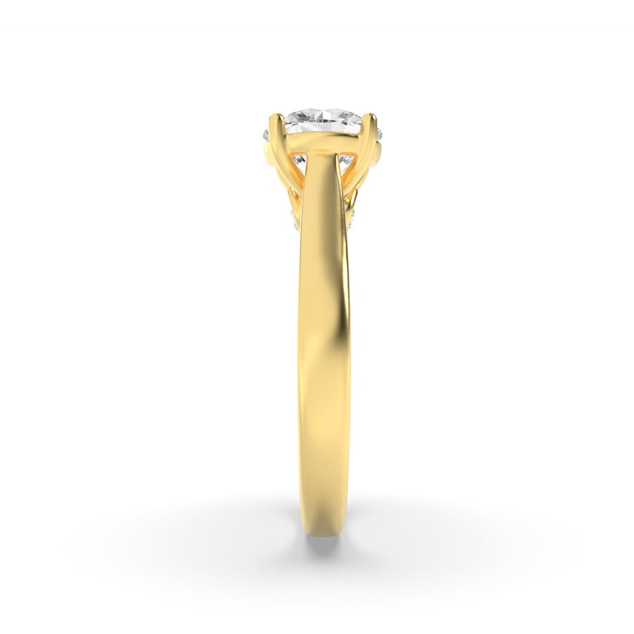 1.33Cttw Round Shaped Lab Grown Diamond (F/VS) Accented Bridge Shank Engagement Ring in 14K Gold