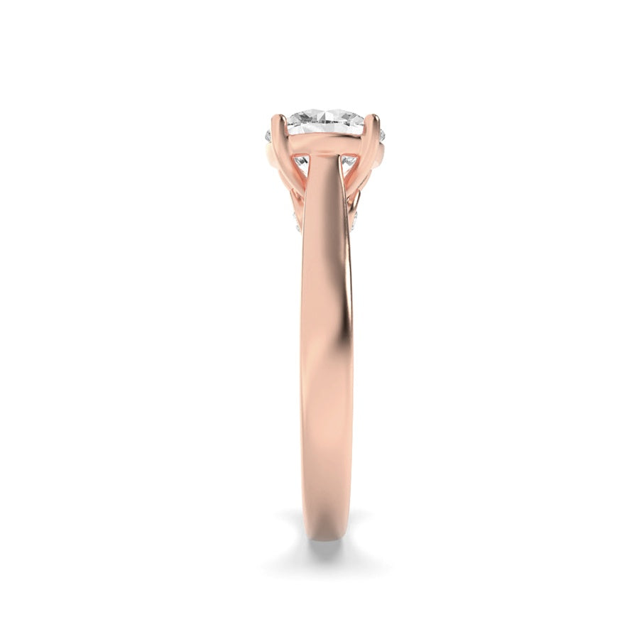 2Cttw Round Shaped Lab Grown Diamond (F/VS) Accented Bridge Shank Engagement Ring in 14K Gold