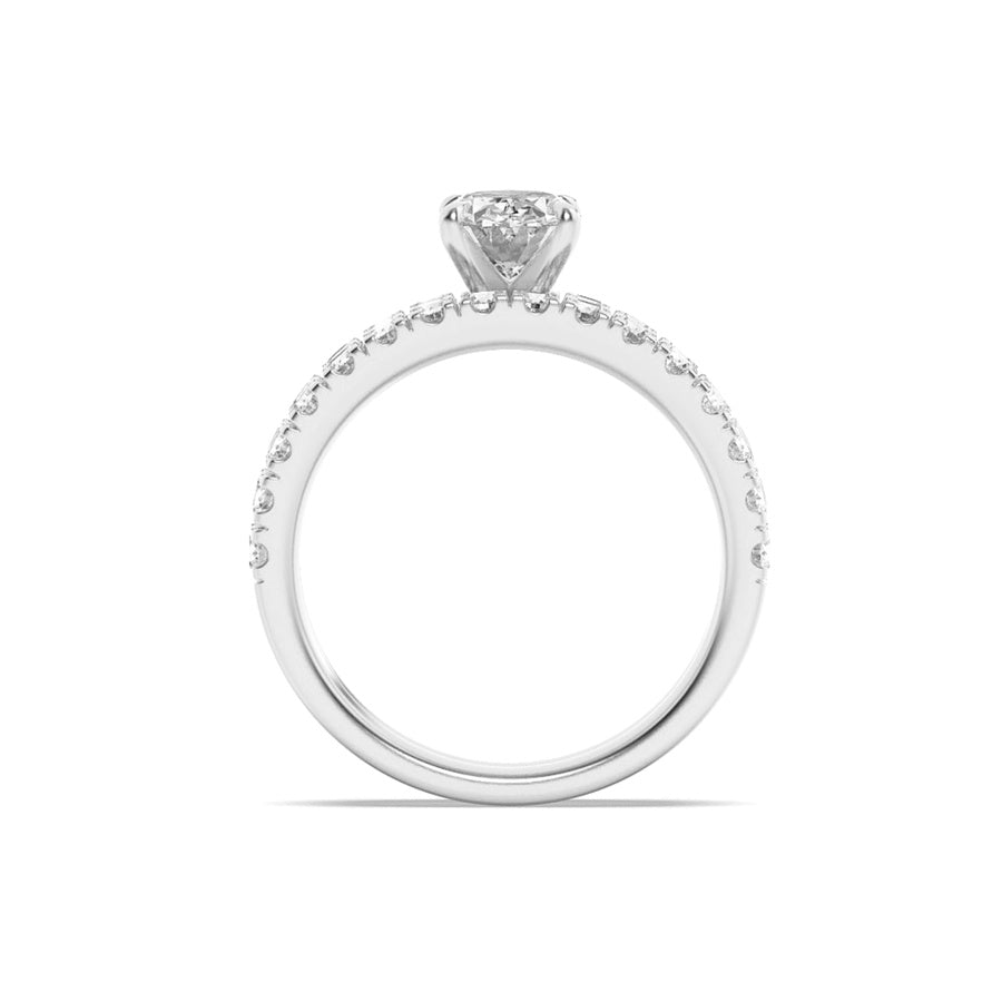 2Cttw Oval Shaped Lab Grown Diamond (F/VS) ClassicAccented  Set With Band and Engagement Ring in 14K Gold