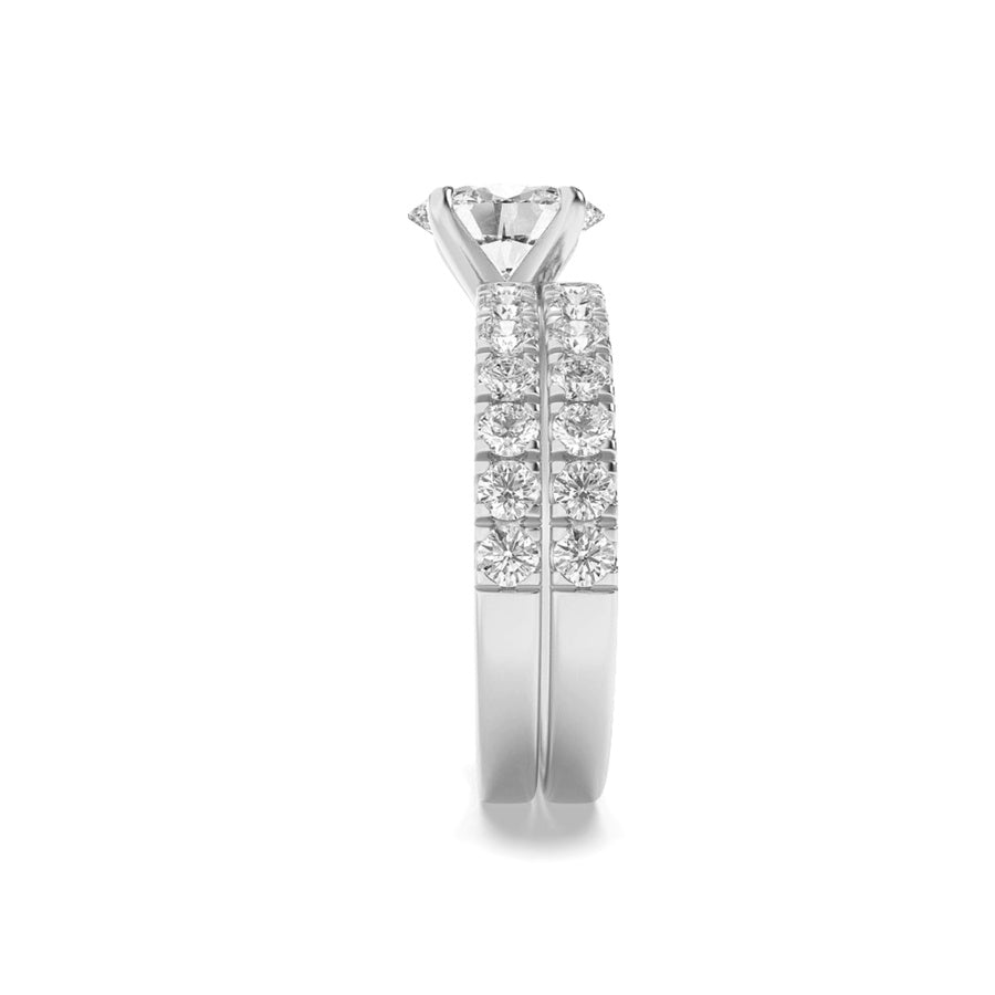2Cttw Oval Shaped Lab Grown Diamond (F/VS) ClassicAccented  Set With Band and Engagement Ring in 14K Gold