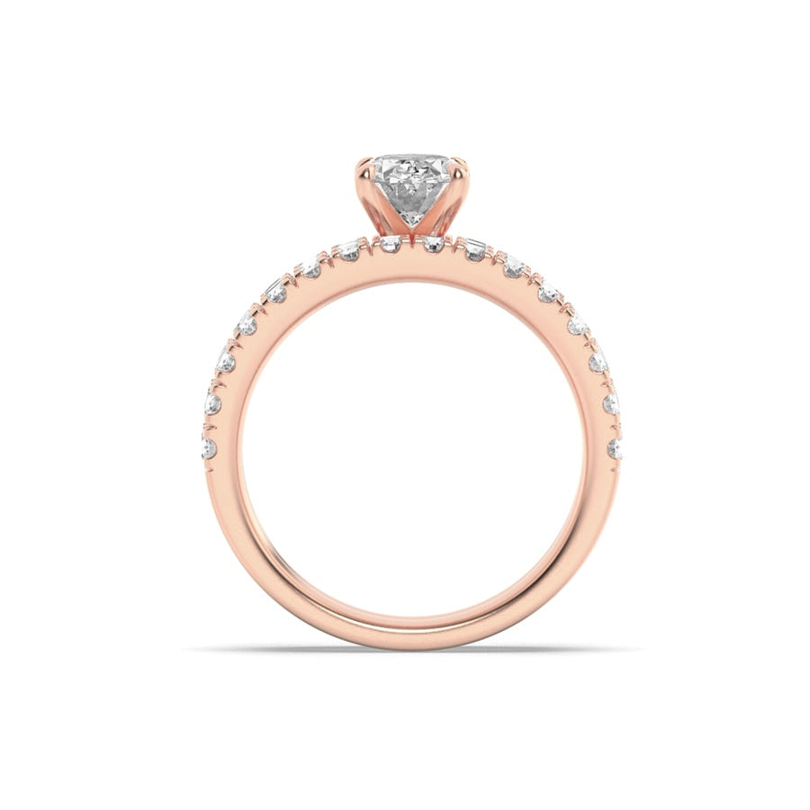 2Cttw Oval Shaped Lab Grown Diamond (F/VS) ClassicAccented  Set With Band and Engagement Ring in 14K Gold