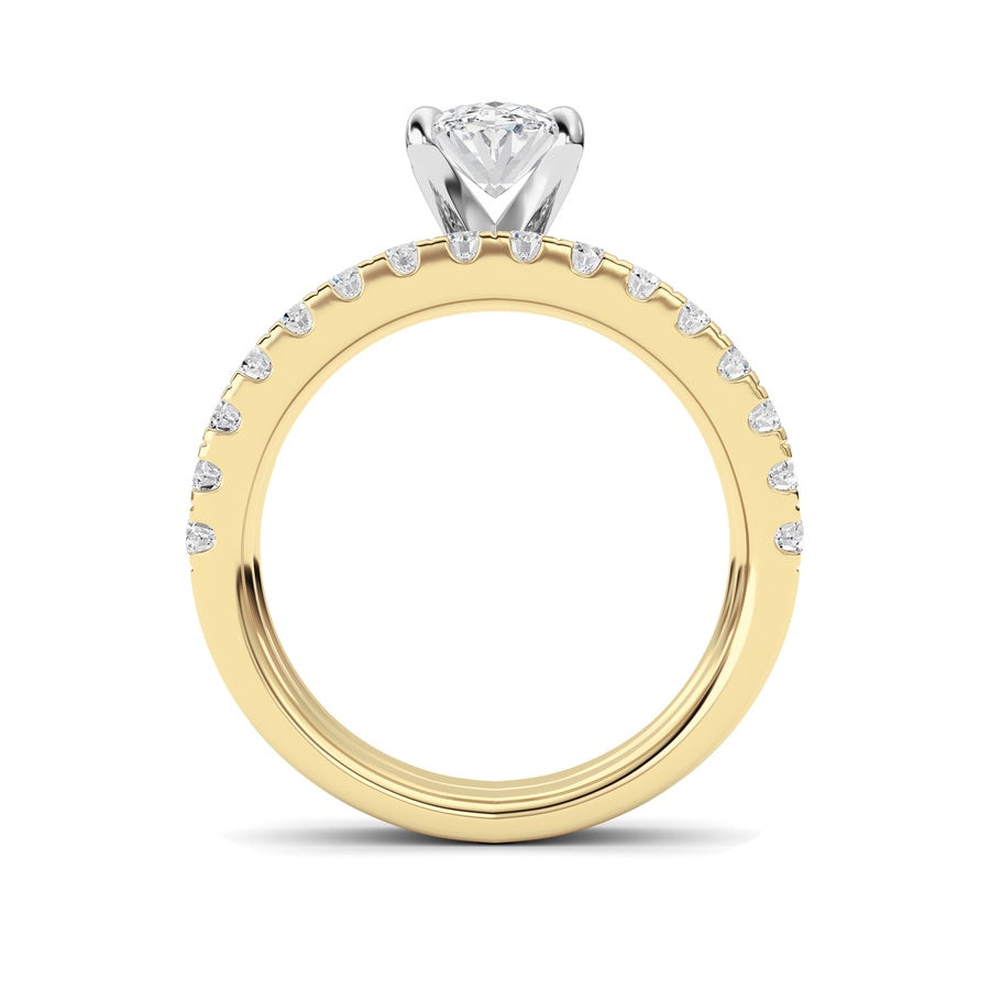 2Cttw Oval Shaped Lab Grown Diamond (F/VS) ClassicAccented  Set With Band and Engagement Ring in 14K Gold