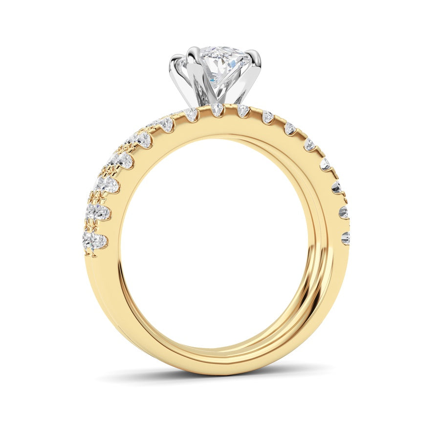 2Cttw Oval Shaped Lab Grown Diamond (F/VS) ClassicAccented  Set With Band and Engagement Ring in 14K Gold
