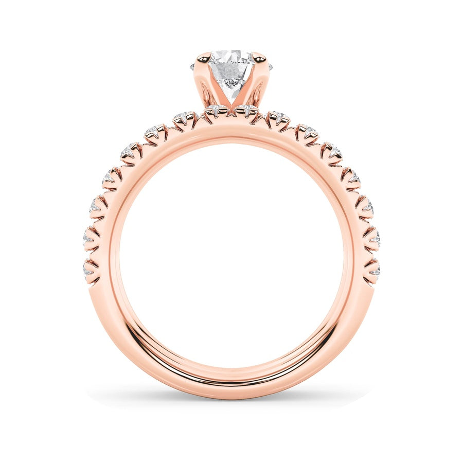 2Cttw Round Shaped Lab Grown Diamond (F/VS) Classic Accented Set With Band and Engagement Ring in 14K Gold