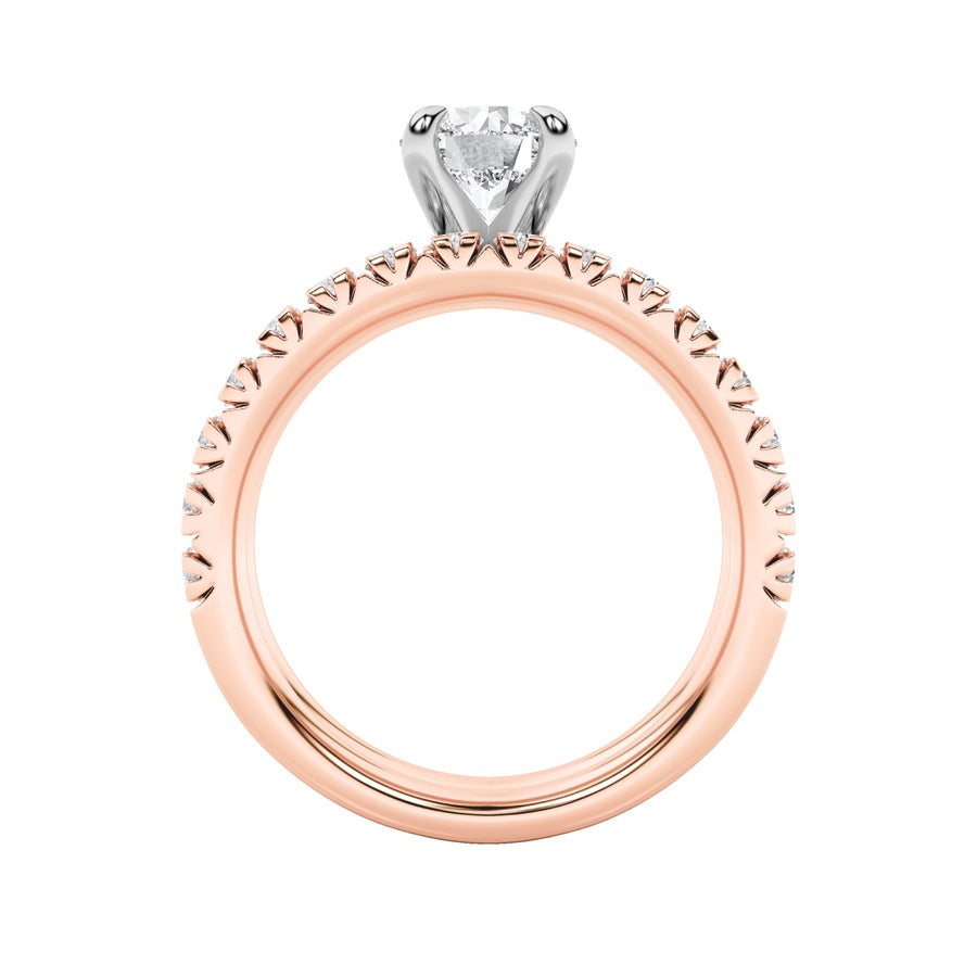 2Cttw Round Shaped Lab Grown Diamond (F/VS) Classic Accented Set With Band and Engagement Ring in 14K Gold