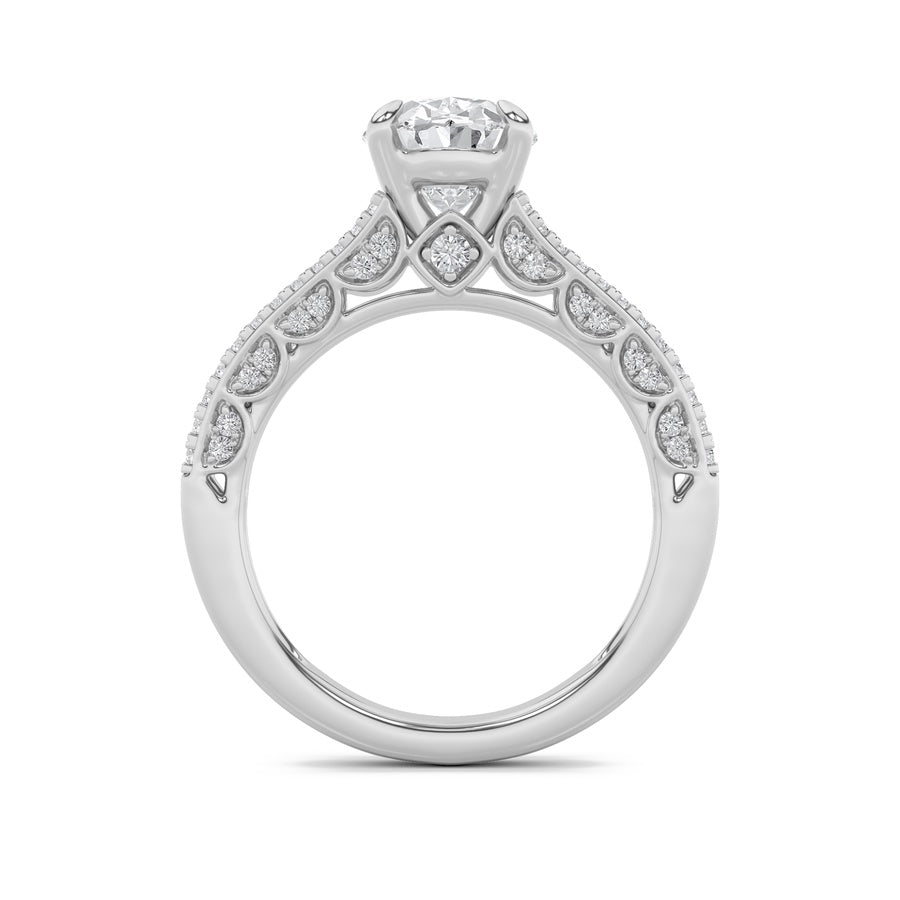 Oval Shape Split Shank Accented Engagement Ring lab grown diamond
