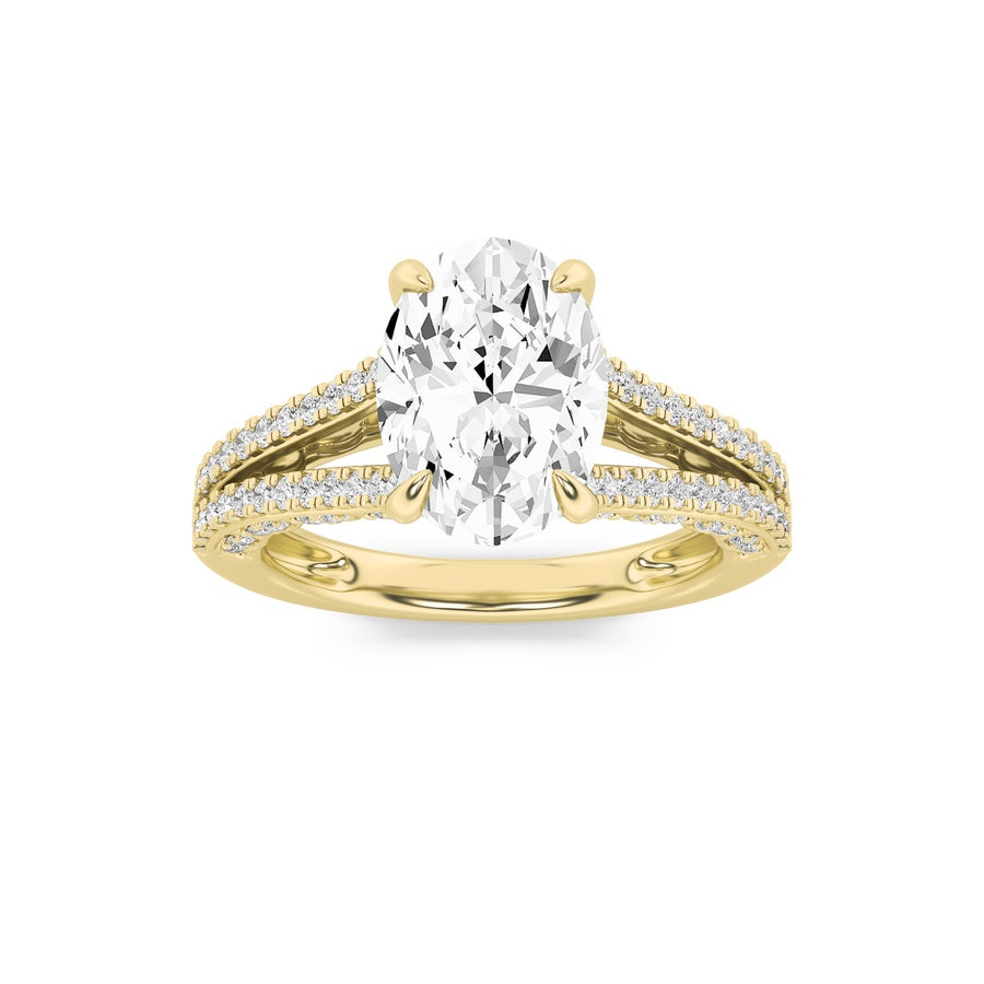 Oval Shape Split Shank Accented Engagement Ring lab grown diamond