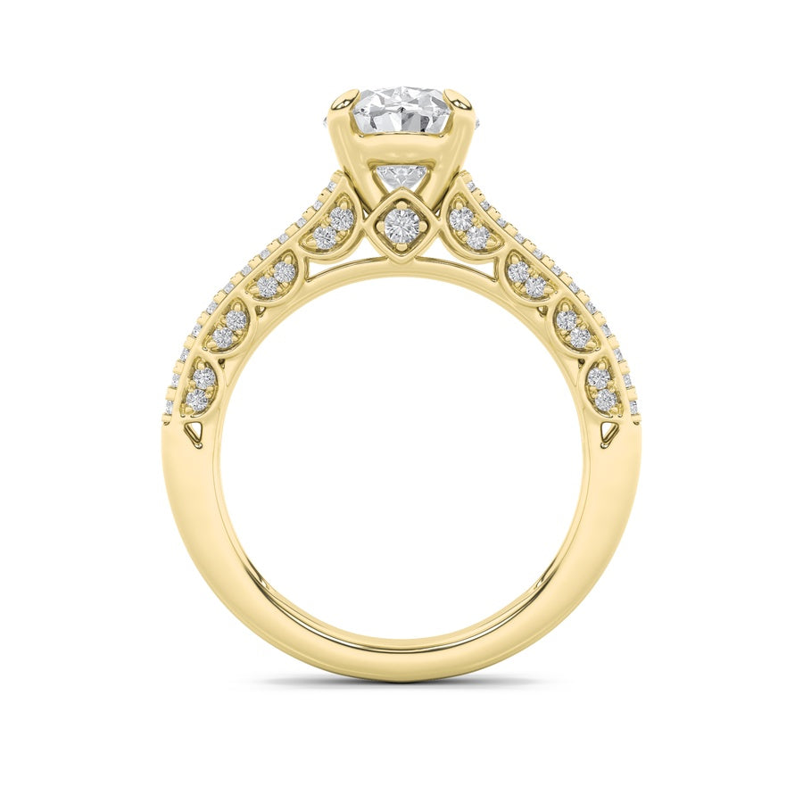 Oval Shape Split Shank Accented Engagement Ring lab grown diamond