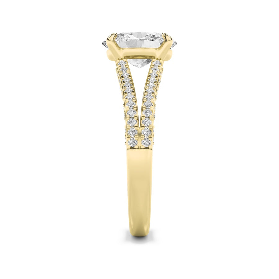Oval Shape Split Shank Accented Engagement Ring lab grown diamond