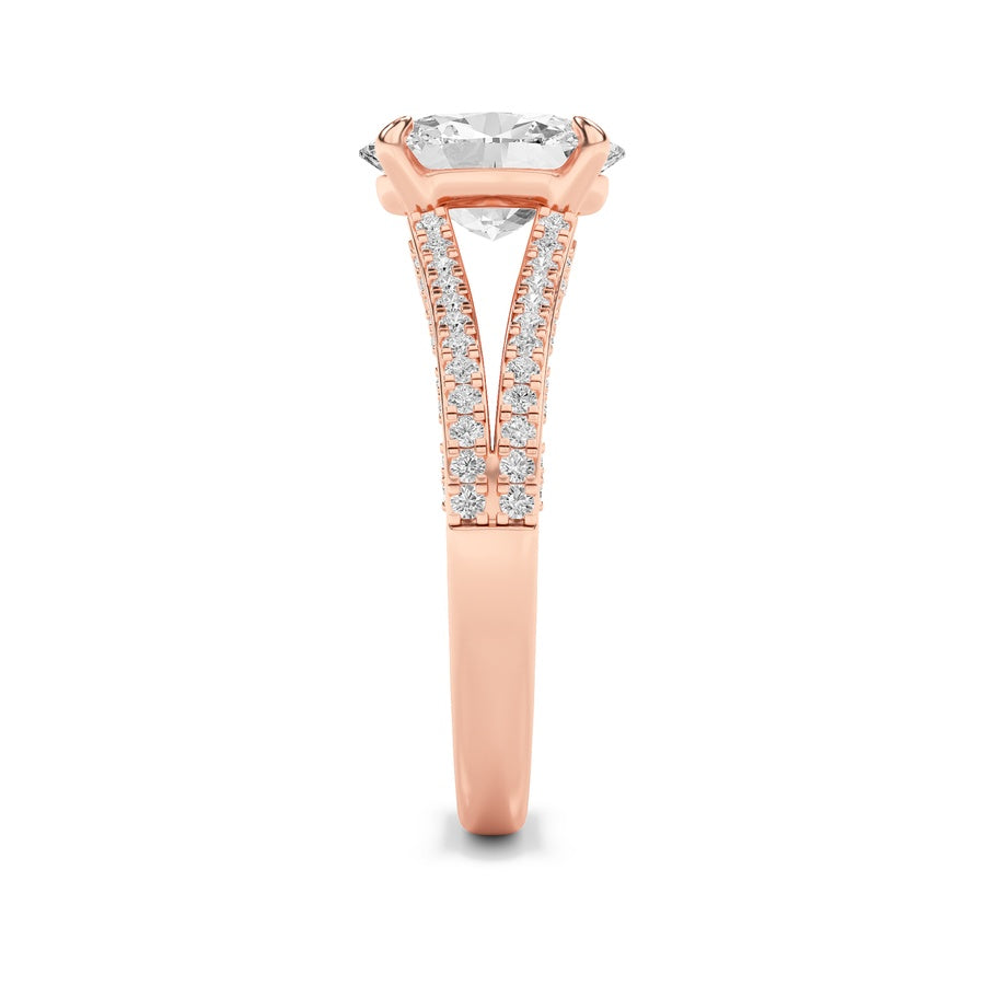 Oval Shape Split Shank Accented Engagement Ring lab grown diamond