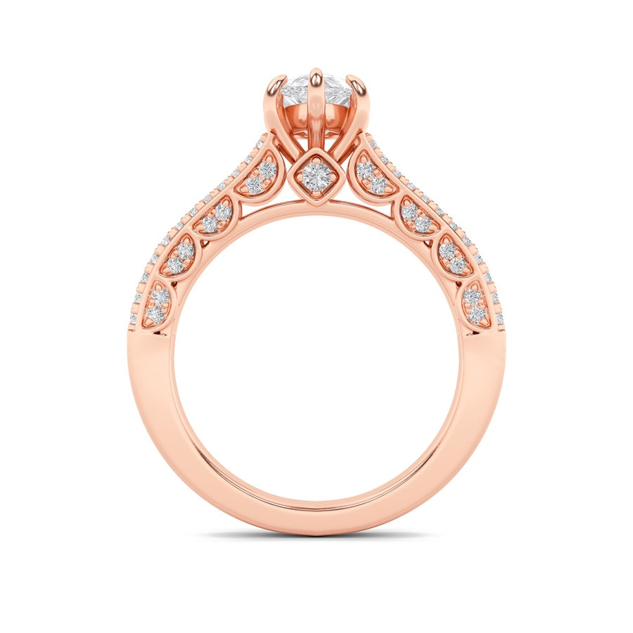 2Cttw Pear Shaped Lab Grown Diamond (F/VS) Split Shank Accented Engagement Ring in 14K Gold
