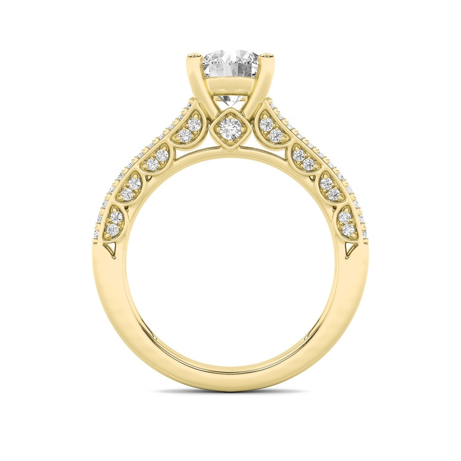 Round Shape Split Shank Accented Engagement Ring lab grown diamond