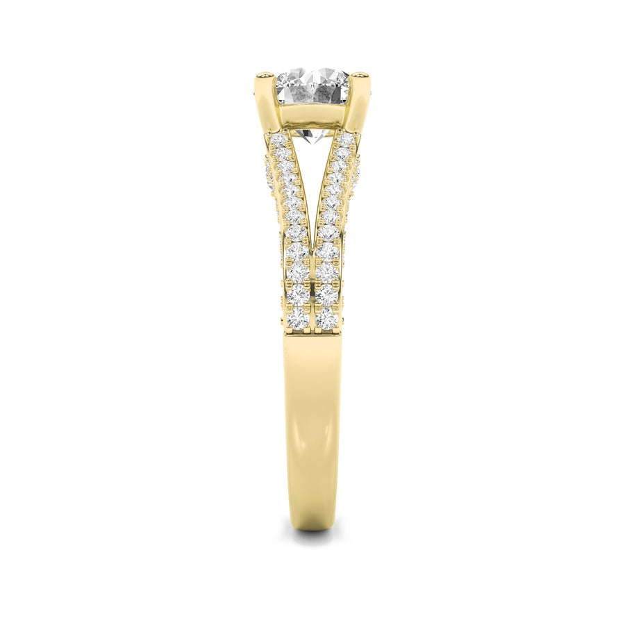 Round Shape Split Shank Accented Engagement Ring lab grown diamond