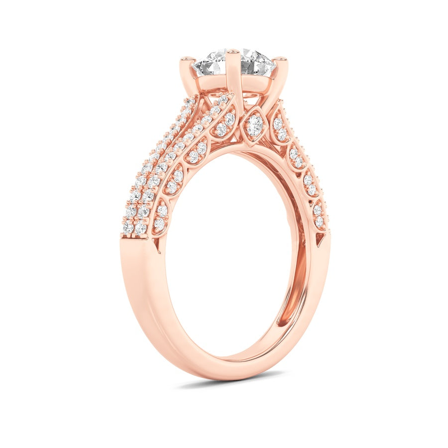 Round Shape Split Shank Accented Engagement Ring lab grown diamond