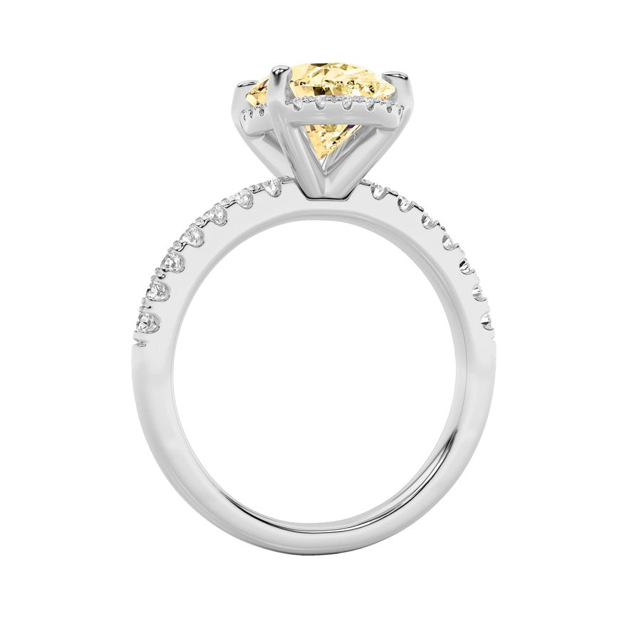 2Cttw Oval Shaped Lab Grown Diamond (F/VS) Halo Accented Engagement Ring in 14K Gold