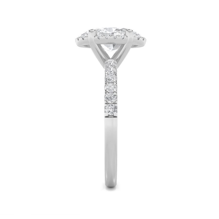 2Cttw Oval Shaped Lab Grown Diamond (F/VS) Halo Accented Engagement Ring in 14K Gold