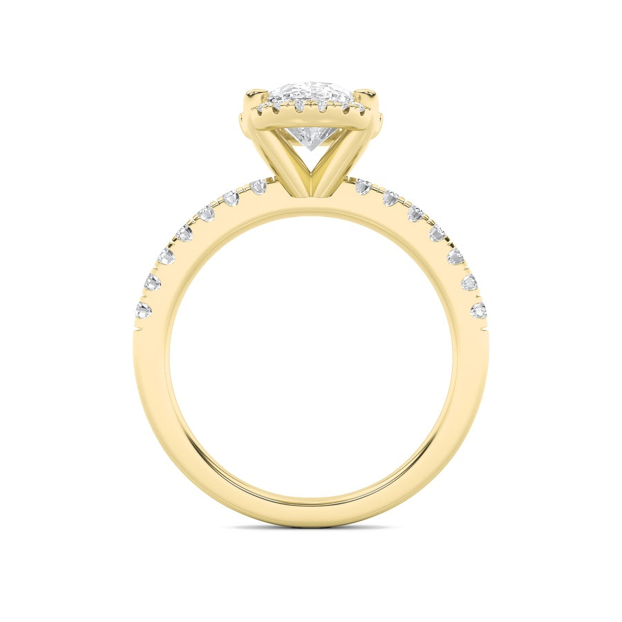 2Cttw Oval Shaped Lab Grown Diamond (F/VS) Halo Accented Engagement Ring in 14K Gold