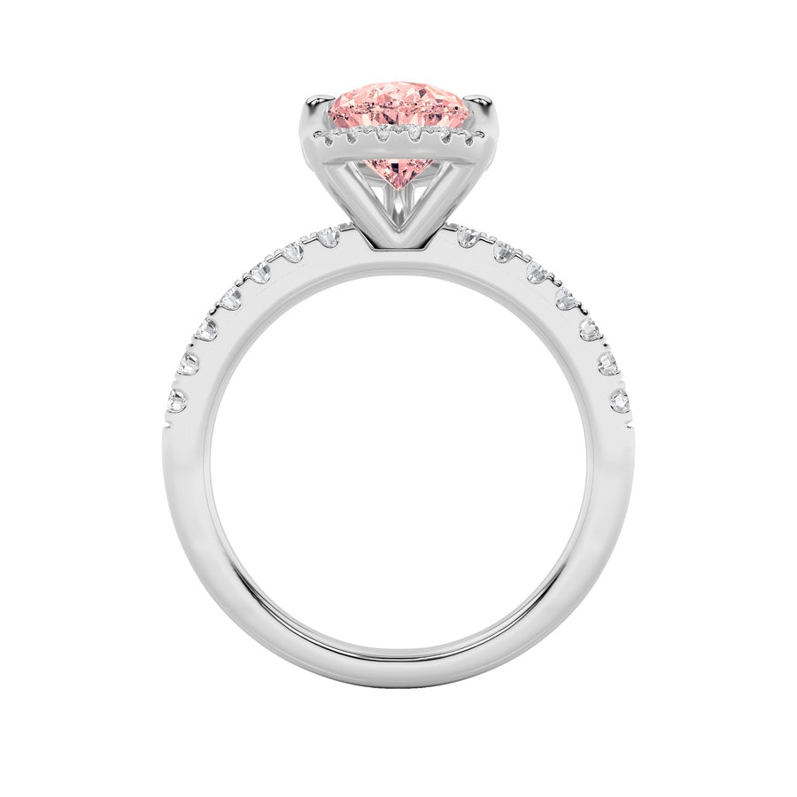 Pear Shape Halo Accented Engagement Ring lab grown diamond