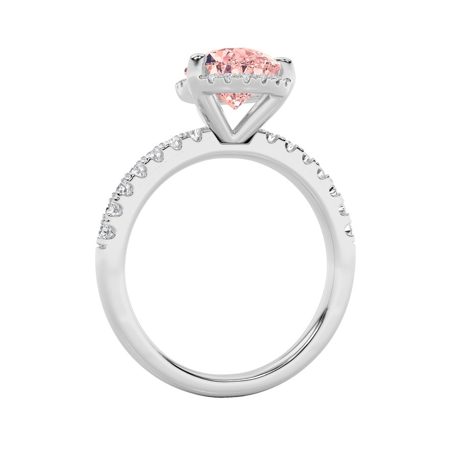 Pear Shape Halo Accented Engagement Ring lab grown diamond