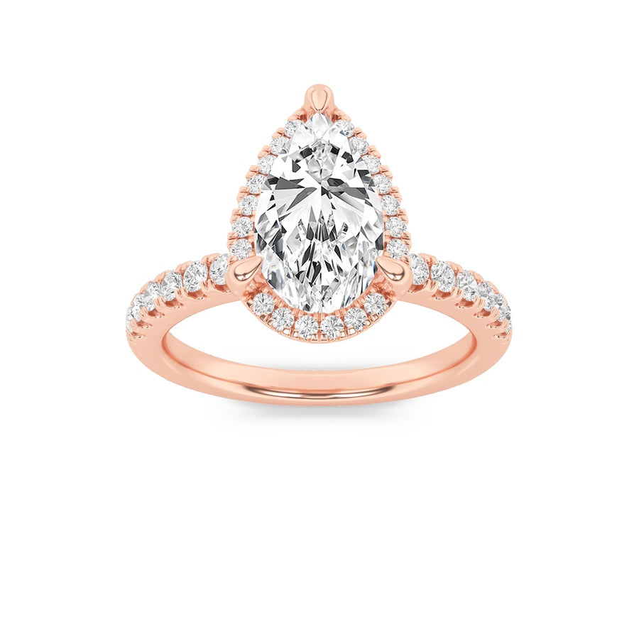 Pear Shape Halo Accented Engagement Ring lab grown diamond
