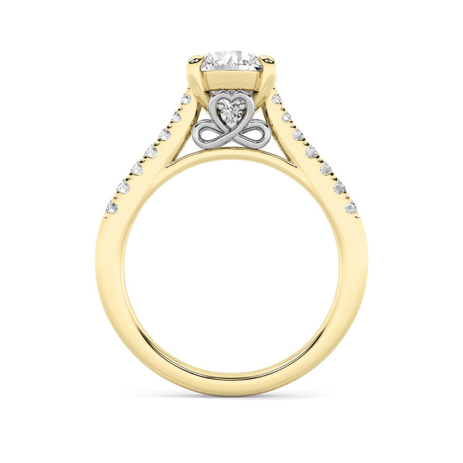 2.5Cttw Round Shaped Lab Grown Diamond (F/VS) Petite Shank Accented Engagement Ring in 14K Gold